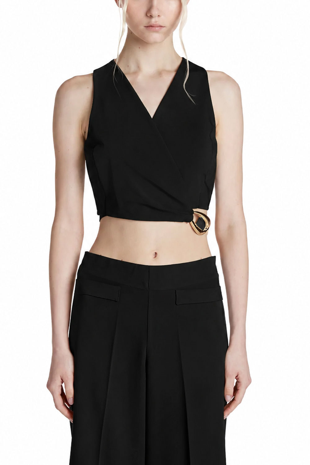 SIMONA CORSELLINI Top cropped con fibbia oro