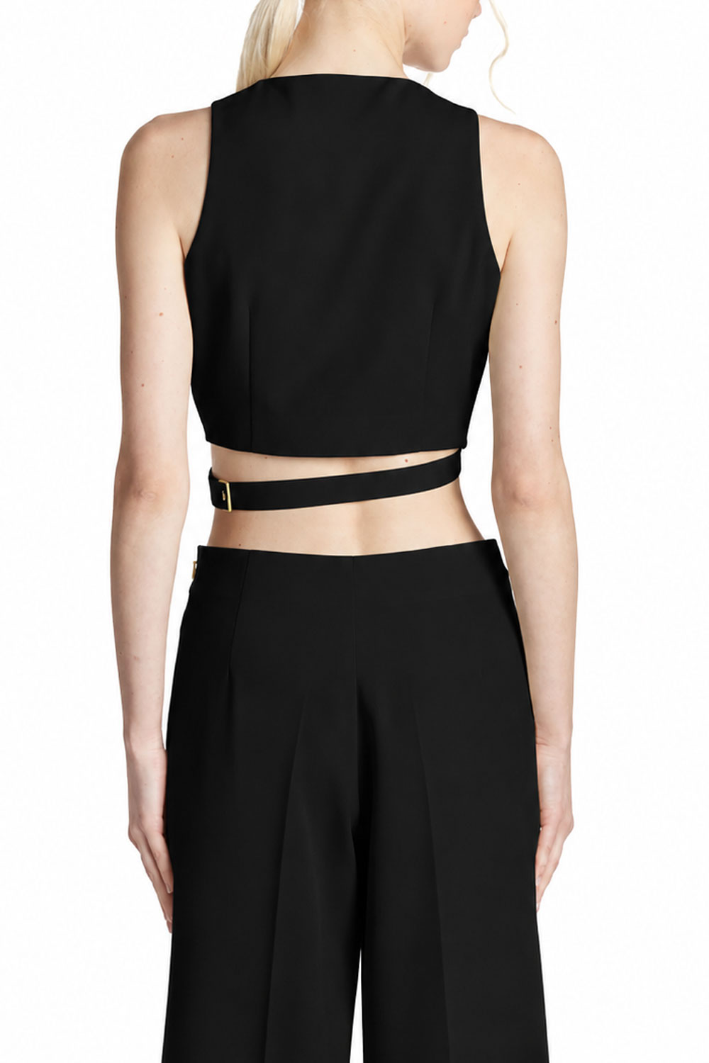 SIMONA CORSELLINI Top cropped con fibbia oro