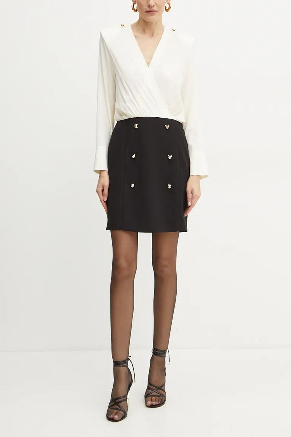 SIMONA CORSELLINI Abito bimateriale con borchie Uncategorized SIMONA CORSELLINI