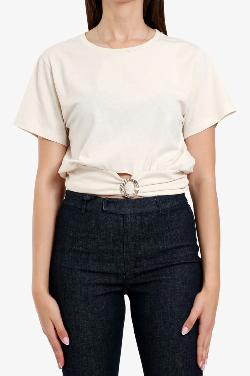 SIMONA CORSELLINI T-shirt con accessorio oro