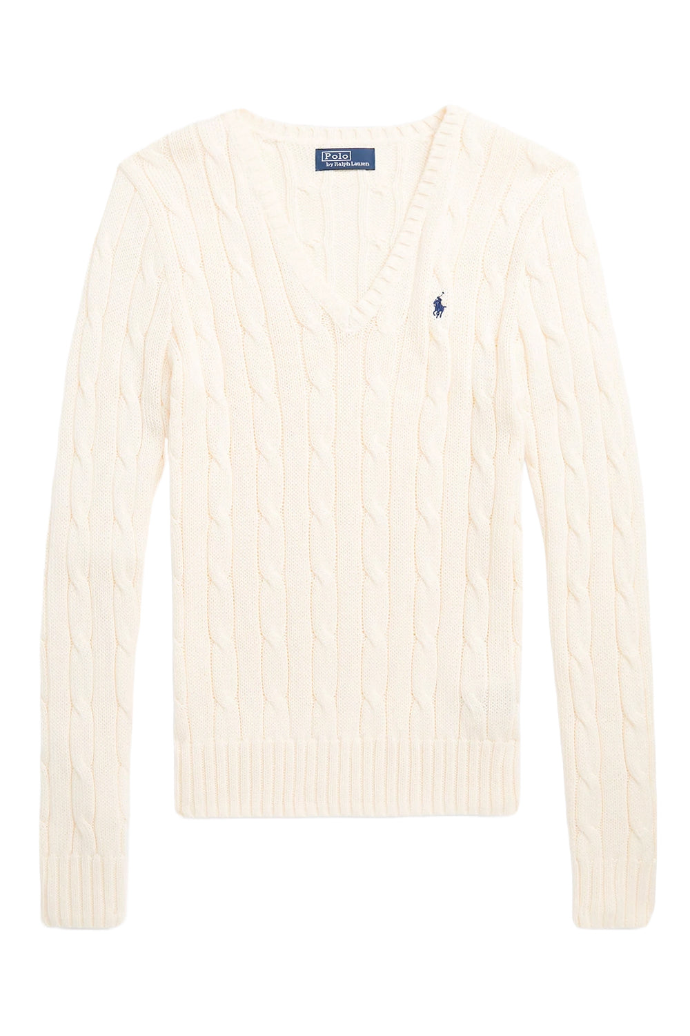 POLO RALPH LAUREN Maglia in cotone a trecce con scollo a V