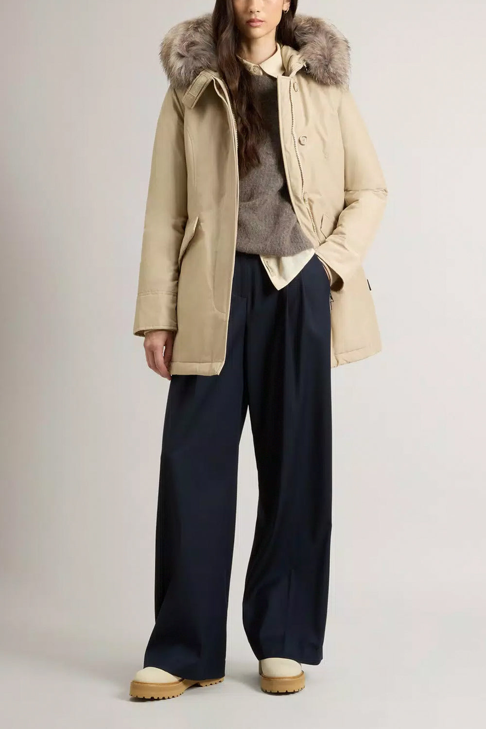 WOOLRICH Arctic Parka in Ramar Cloth con pelliccia removibile