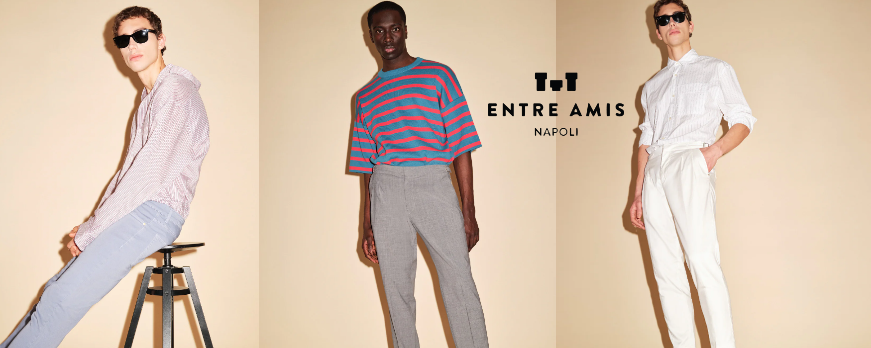 Entre Amis pantaloni capri ma non solo, nei materiali raso di cotone e gabardine, fresco lana flanella grisaglia nylon armaturati spigati in tutti i colori e materiali Entre amis