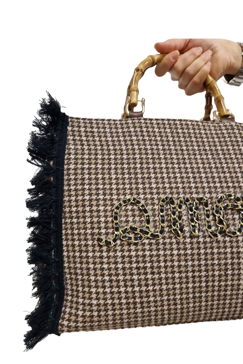 MIA BAG Shopper tartan con manici bamboo Handbags MIA BAG