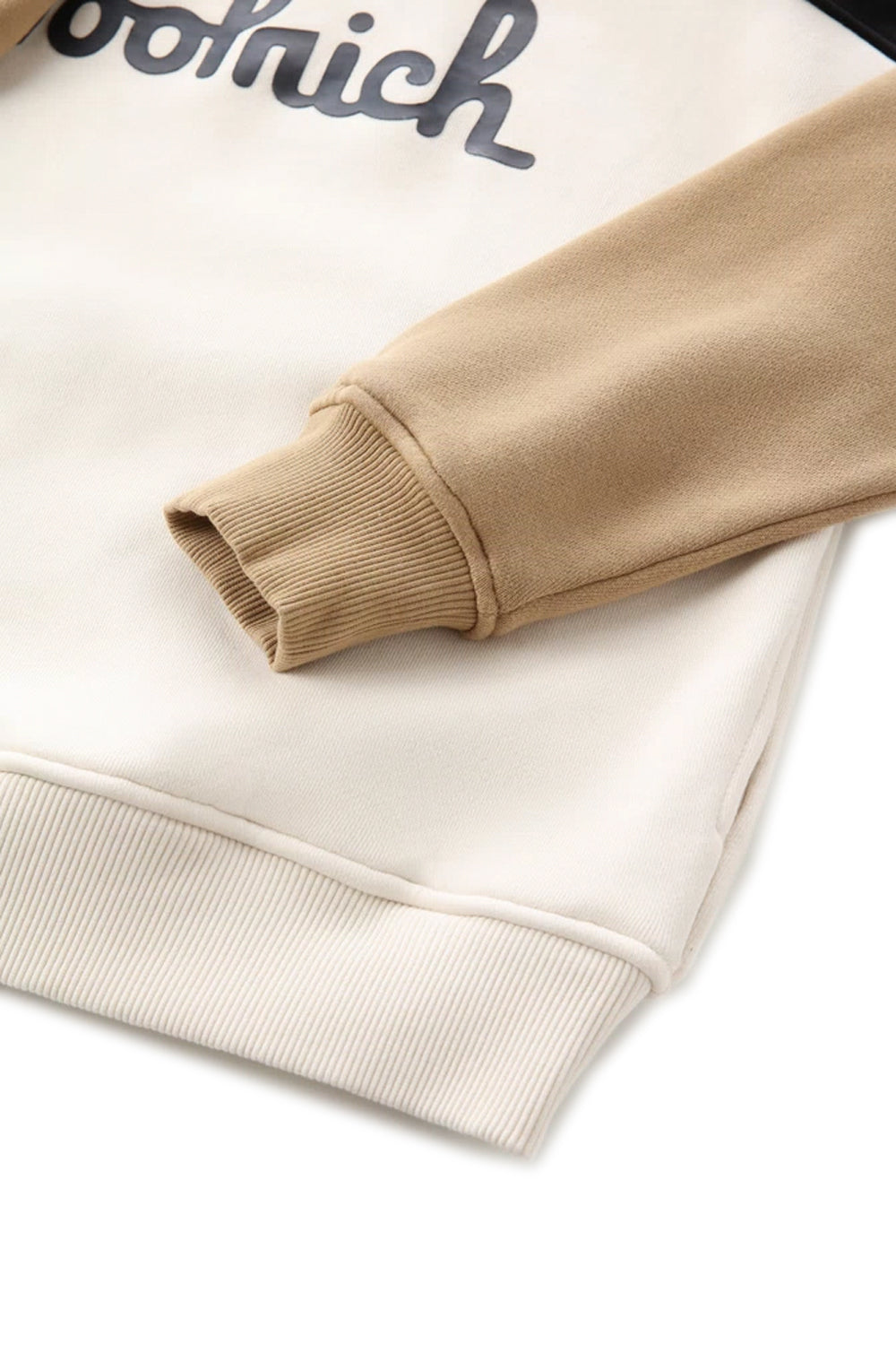 WOOLRICH Felpa Color Block Cappuccio Logo Stampato