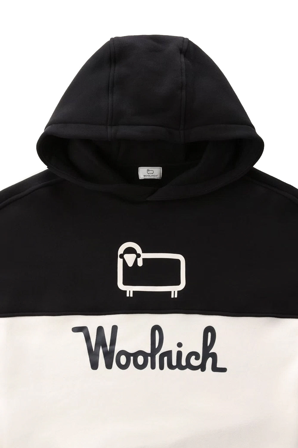 WOOLRICH Felpa Color Block Cappuccio Logo Stampato