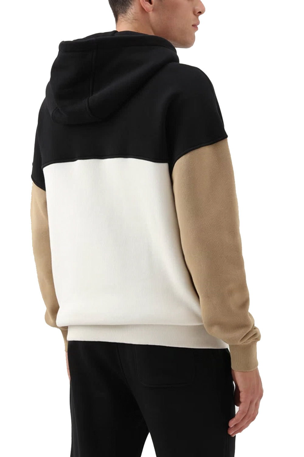 WOOLRICH Felpa Color Block Cappuccio Logo Stampato