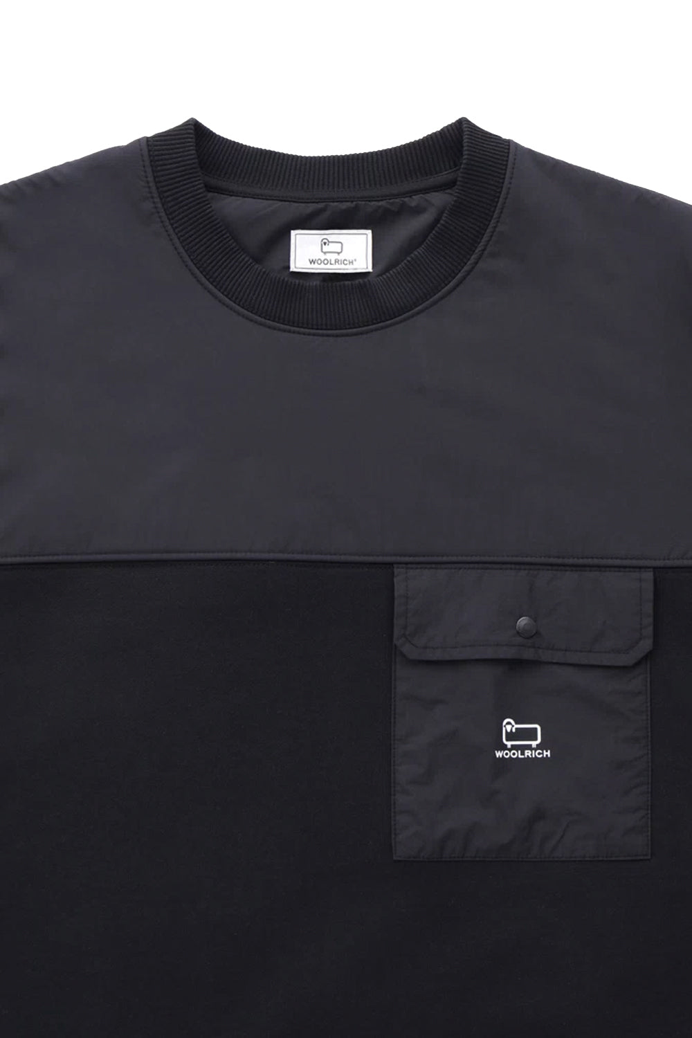 WOOLRICH Felpa a Girocollo in Cotone Organico e Nylon Taslan