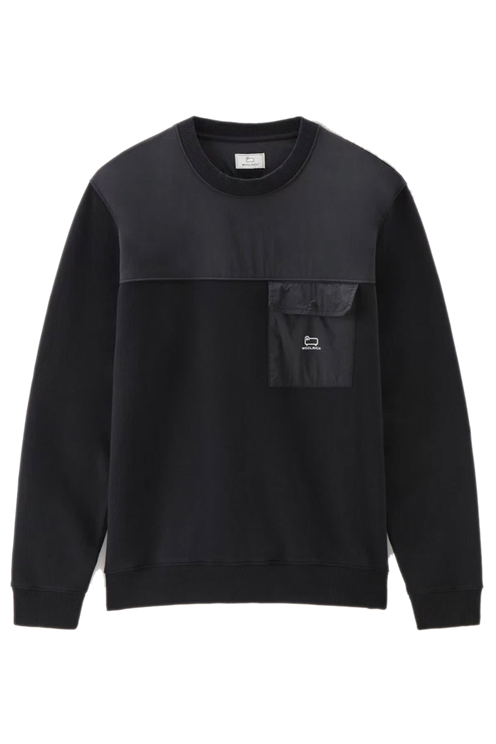 WOOLRICH Felpa a Girocollo in Cotone Organico e Nylon Taslan