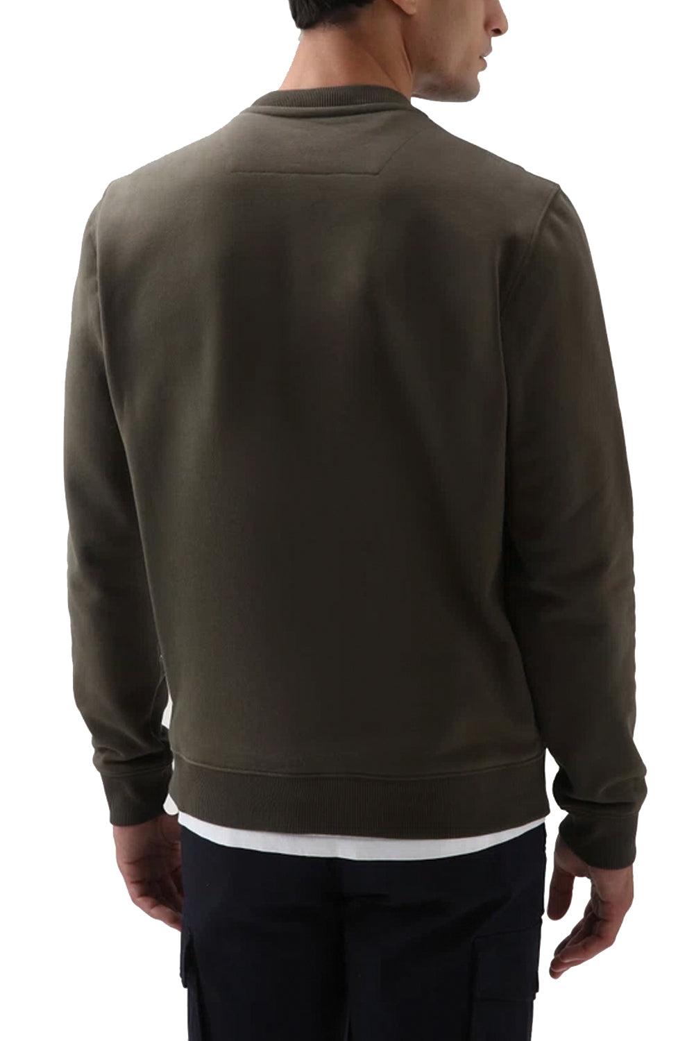 WOOLRICH Felpa a girocollo in cotone organico e nylon Taslan