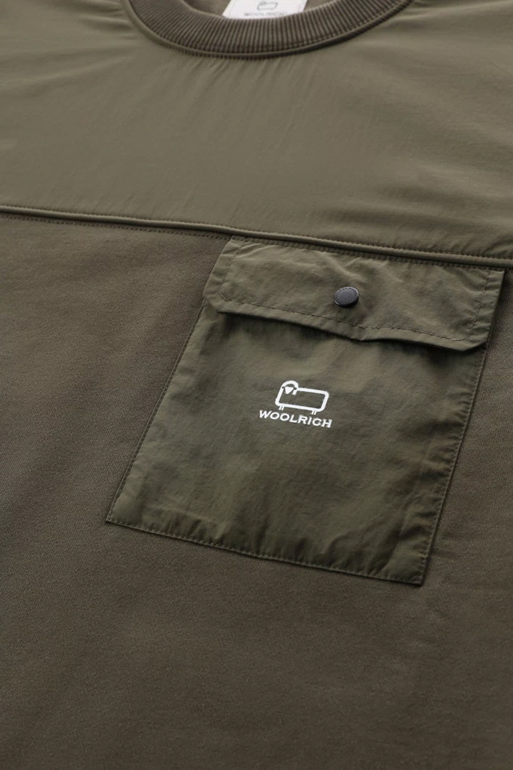 WOOLRICH Felpa a girocollo in cotone organico e nylon Taslan