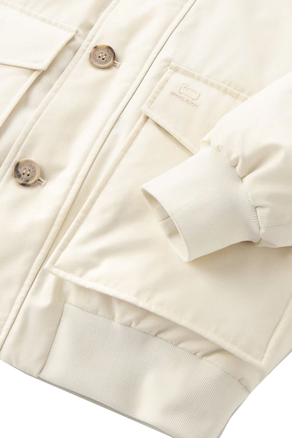 WOOLRICH Giacca Corta Byrd: Imbottita con Cappuccio in Crema