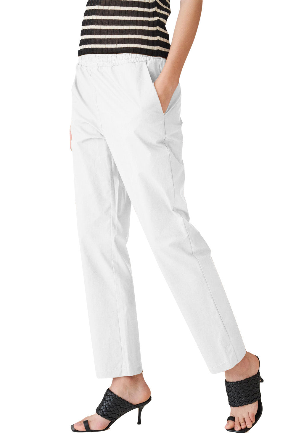 Tailleur in Cotone SUOLI: Giacca Bianca a Un Bottone e Pantaloni Elasticizzati