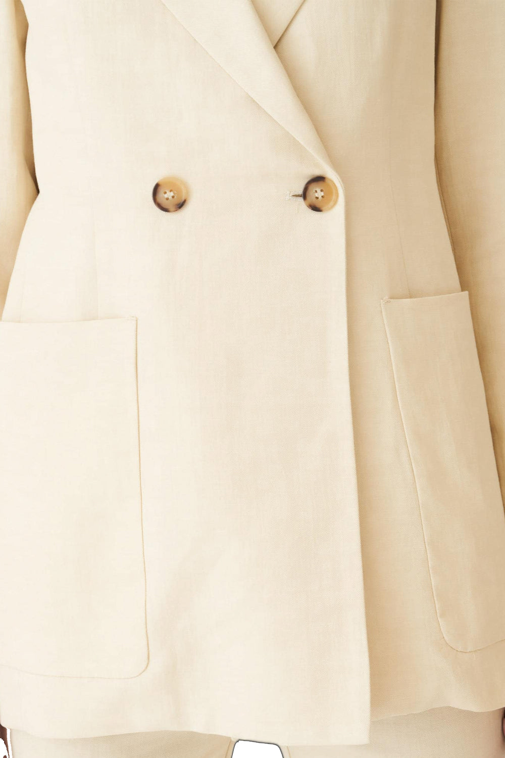 SUOLI Tailleur: Giacca Doppio Petto in Cotone e Lino Beige