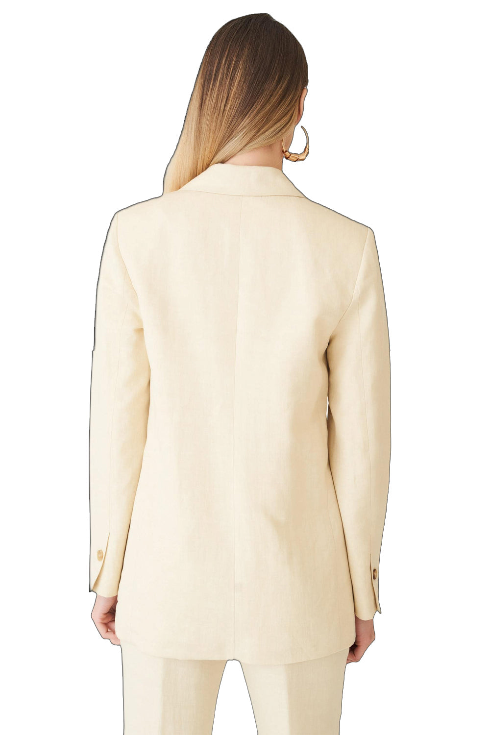 SUOLI Tailleur: Giacca Doppio Petto in Cotone e Lino Beige