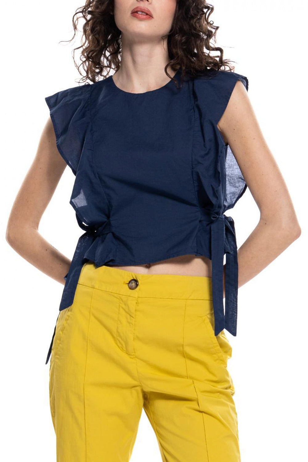 ALESSIA SANTI Blusa in cotone con balze ALESSIA SANTI